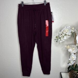 Mondetta Women's Pants Cozy Warm Fleece Jogger with Pockets Wine Tasting Size M